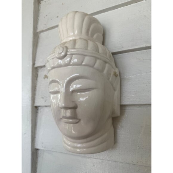 Vintage MCM Blanc de Chine white ceramic Quan Yin wall decor Mask - Picture 2 of 11